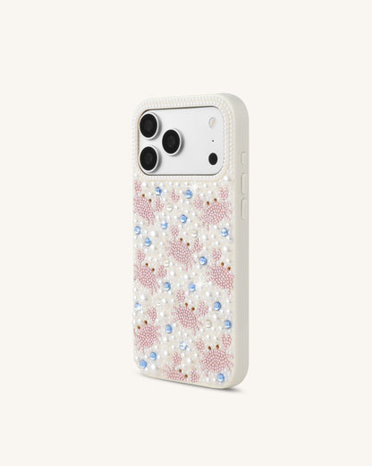 Crab Pattern Faux Pearl Phone Case - White | JW PEI