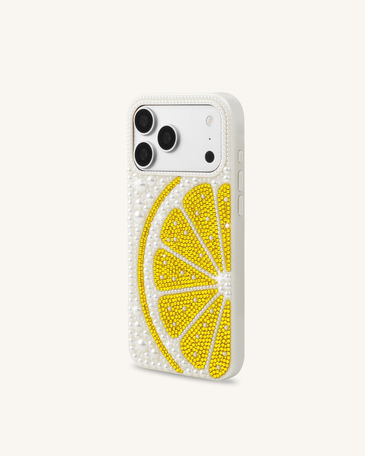 Lemon Slice Faux Pearl Phone Case - White | JW PEI