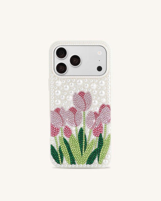 Tulip Faux Pearl Phone Case - White | JW PEI