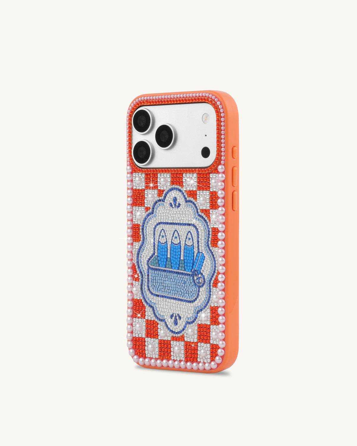 Mediterranean Sardines Artificial Crystal Phone Case - Orange | JW PEI