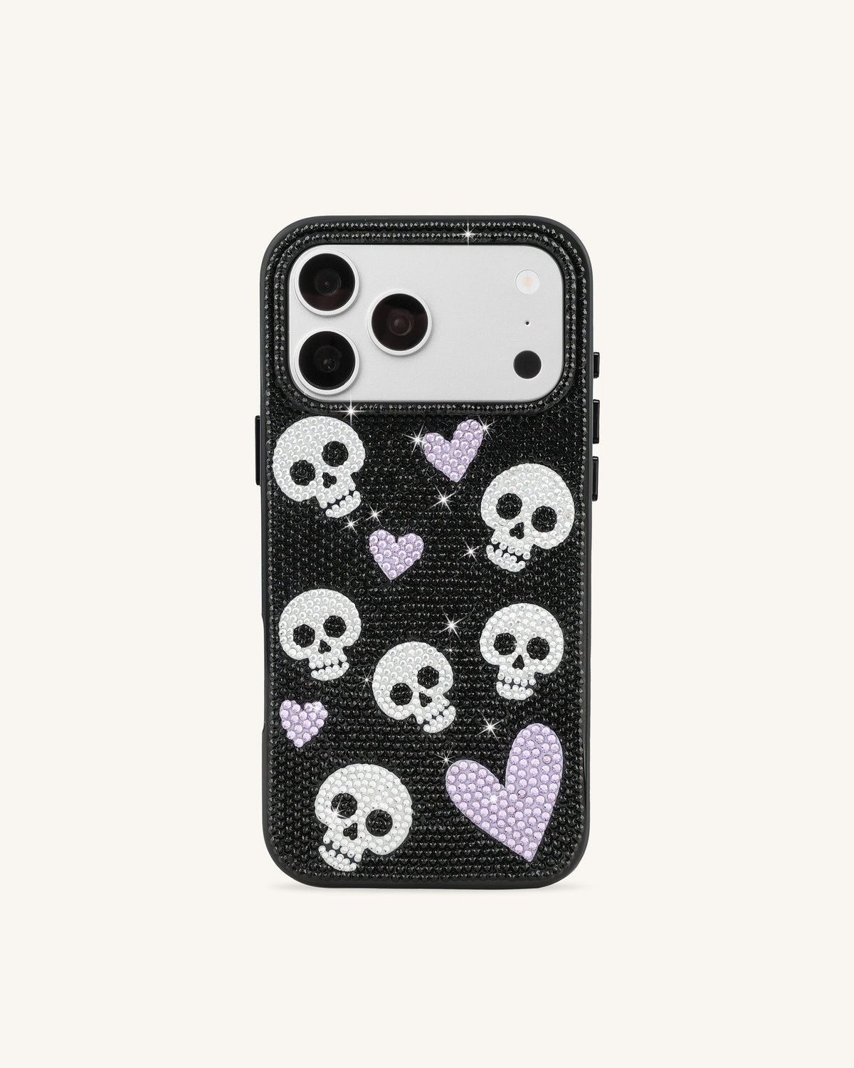 Skull And Heart Rhinestone Phone Case - Black | JW PEI