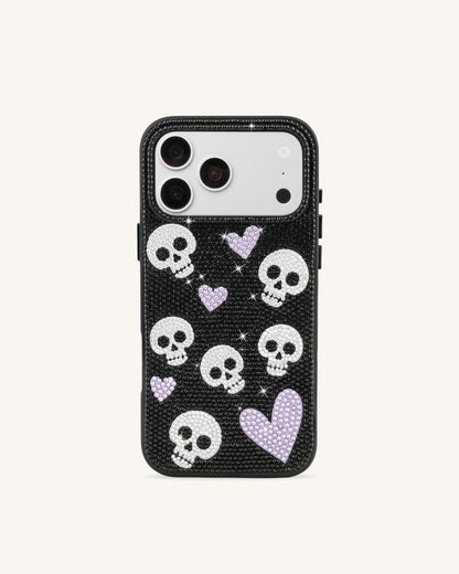Skull And Heart Rhinestone Phone Case - Black | JW PEI