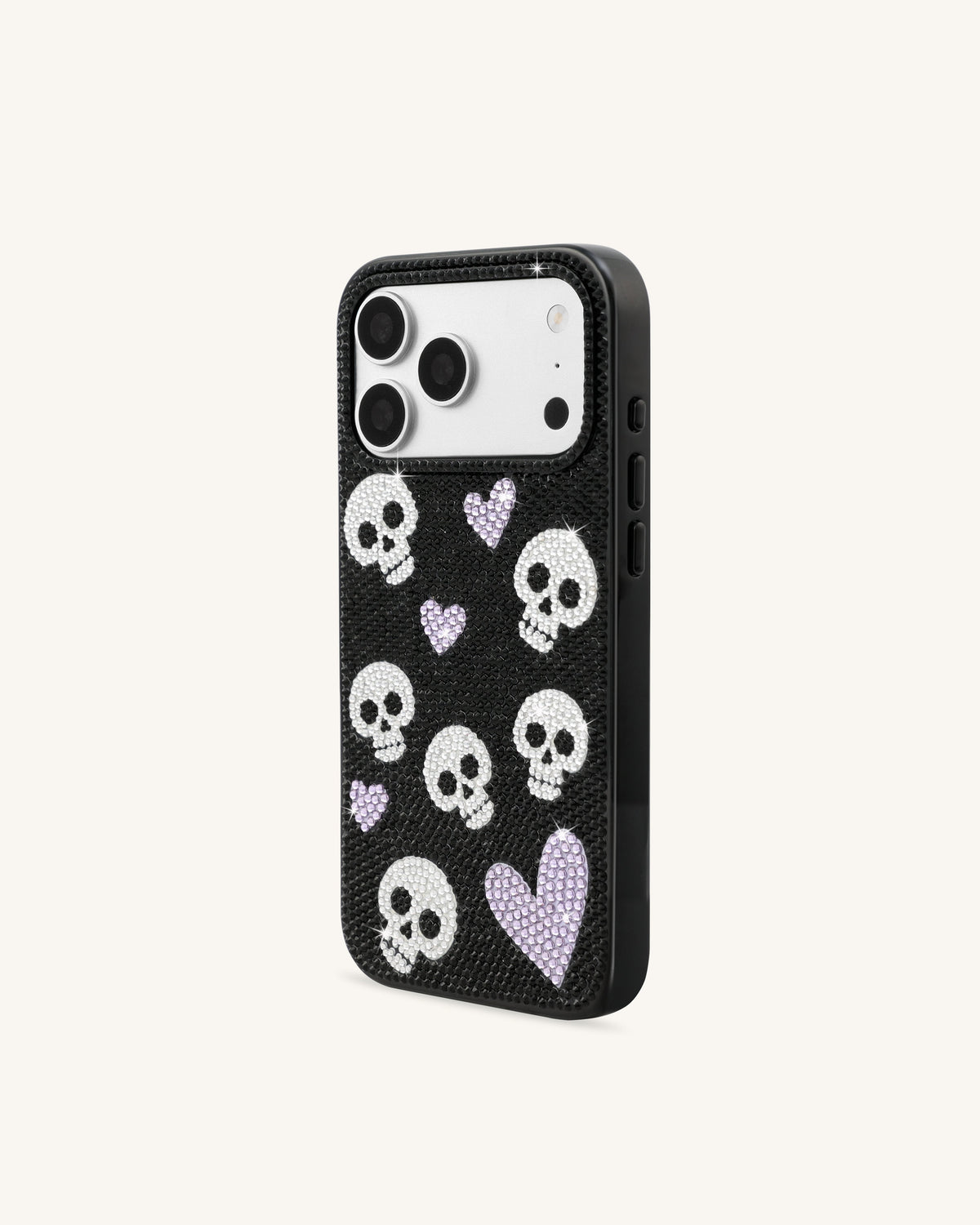 Skull And Heart Rhinestone Phone Case - Black | JW PEI