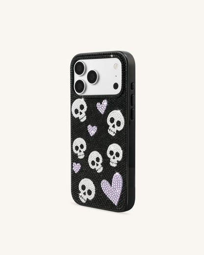Skull And Heart Rhinestone Phone Case - Black | JW PEI
