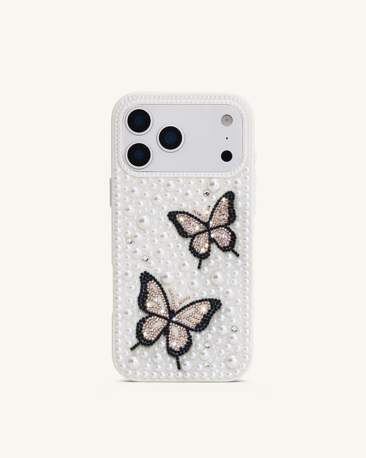 Butterfly Pearl Embellished Phone Case - White | JW PEI