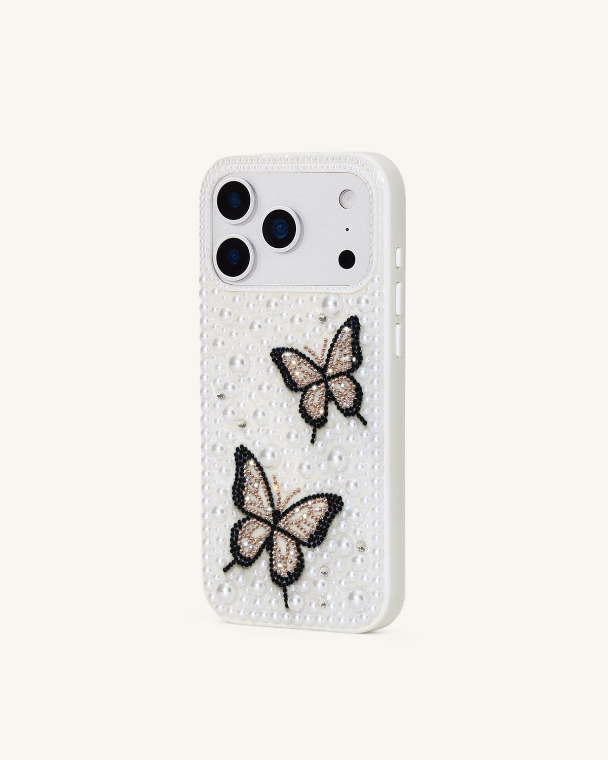 Butterfly Pearl Embellished Phone Case - White | JW PEI