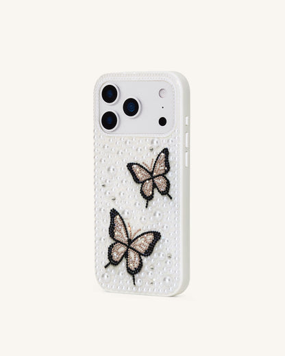 Butterfly Pearl Embellished Phone Case - White | JW PEI