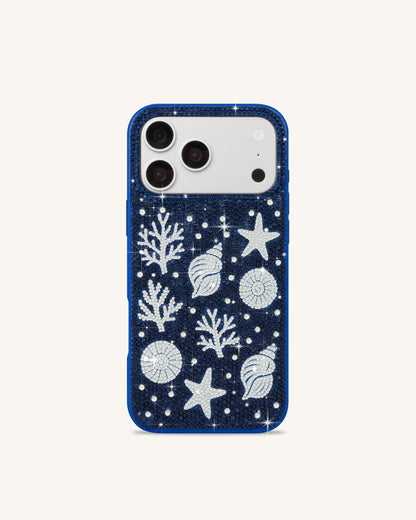 Ocean Shell Artificial Crystal Phone Case – Blue | JW PEI