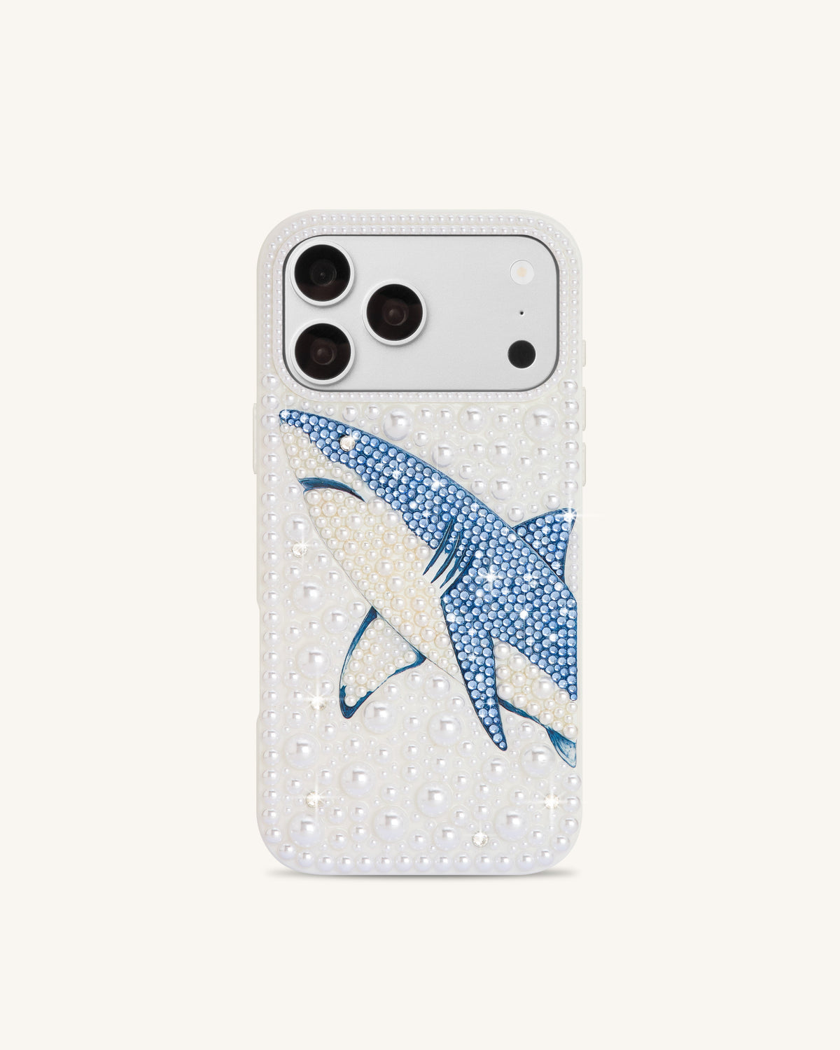 Pearl Shark Artificial Crystal Phone Case - White | JW PEI
