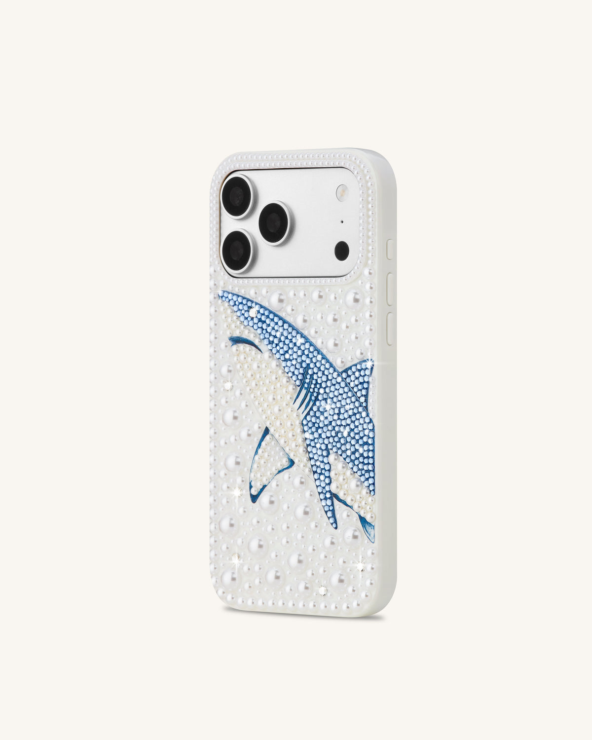 Pearl Shark Artificial Crystal Phone Case - White | JW PEI