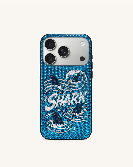 Shark Blue Artificial Crystal Phone Case - Blue | JW PEI
