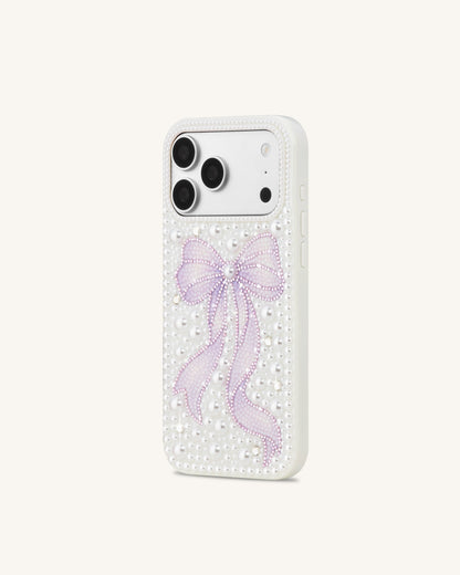 Pearl Artificial Crystal Bow Phone Case - White | JW PEI