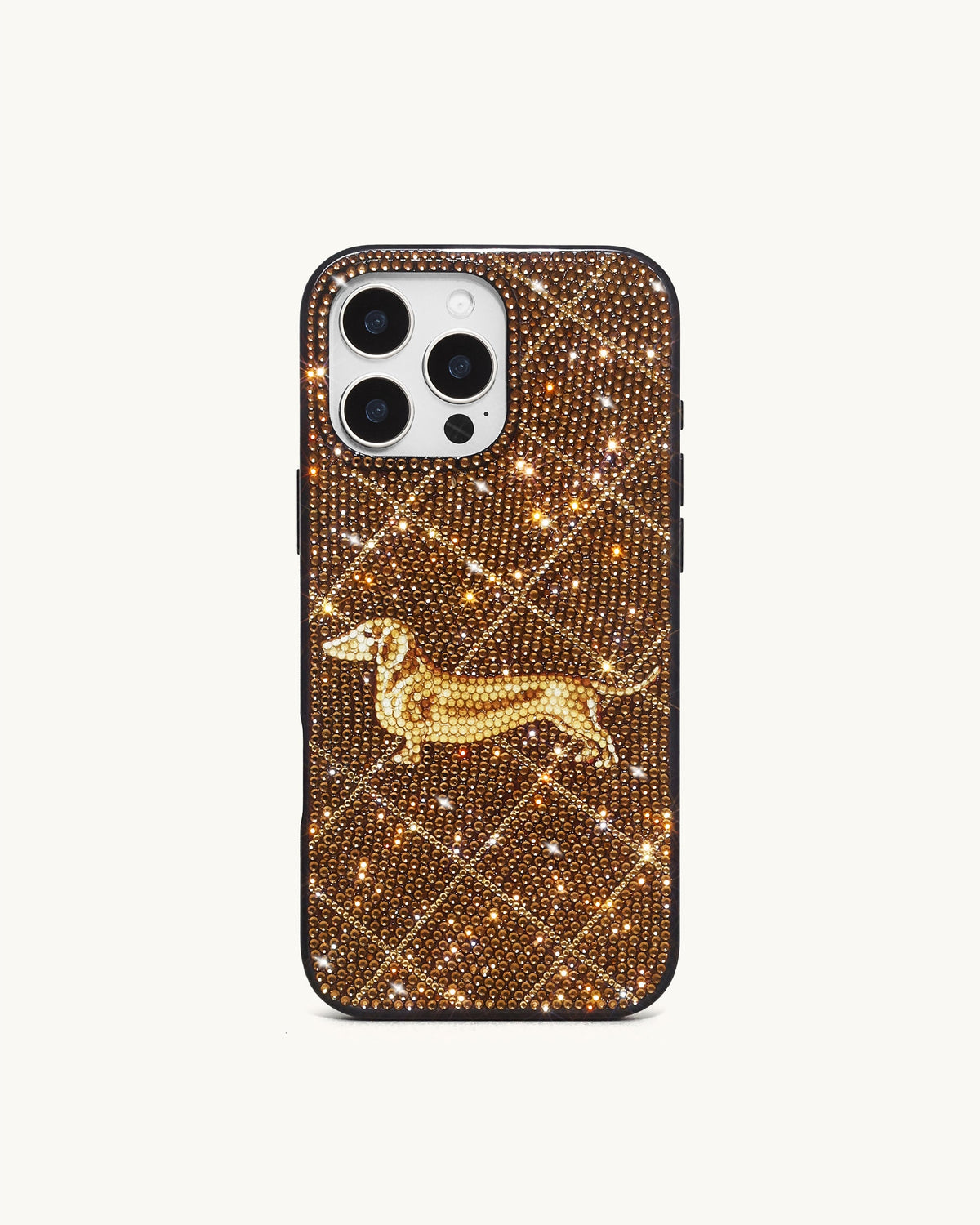 Dachshund Motif Artificial Crystal Phone Case - Brown | JW PEI