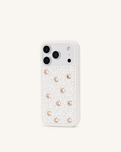 Pearl Embellished Phone Case - White | JW PEI