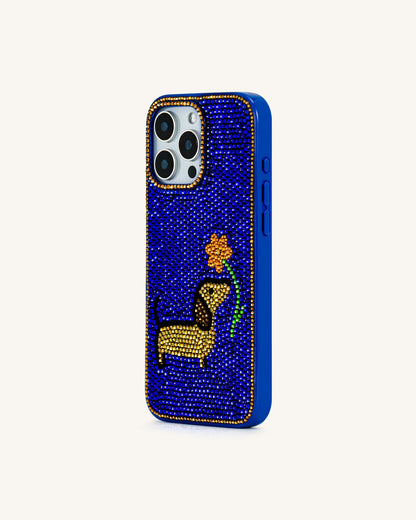 Dachshund with Flower Phone Case - Multicolor Blue | JW PEI