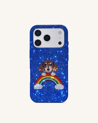 Rainbow Dog Artificial Crystal Phone Case - Blue | JW PEI