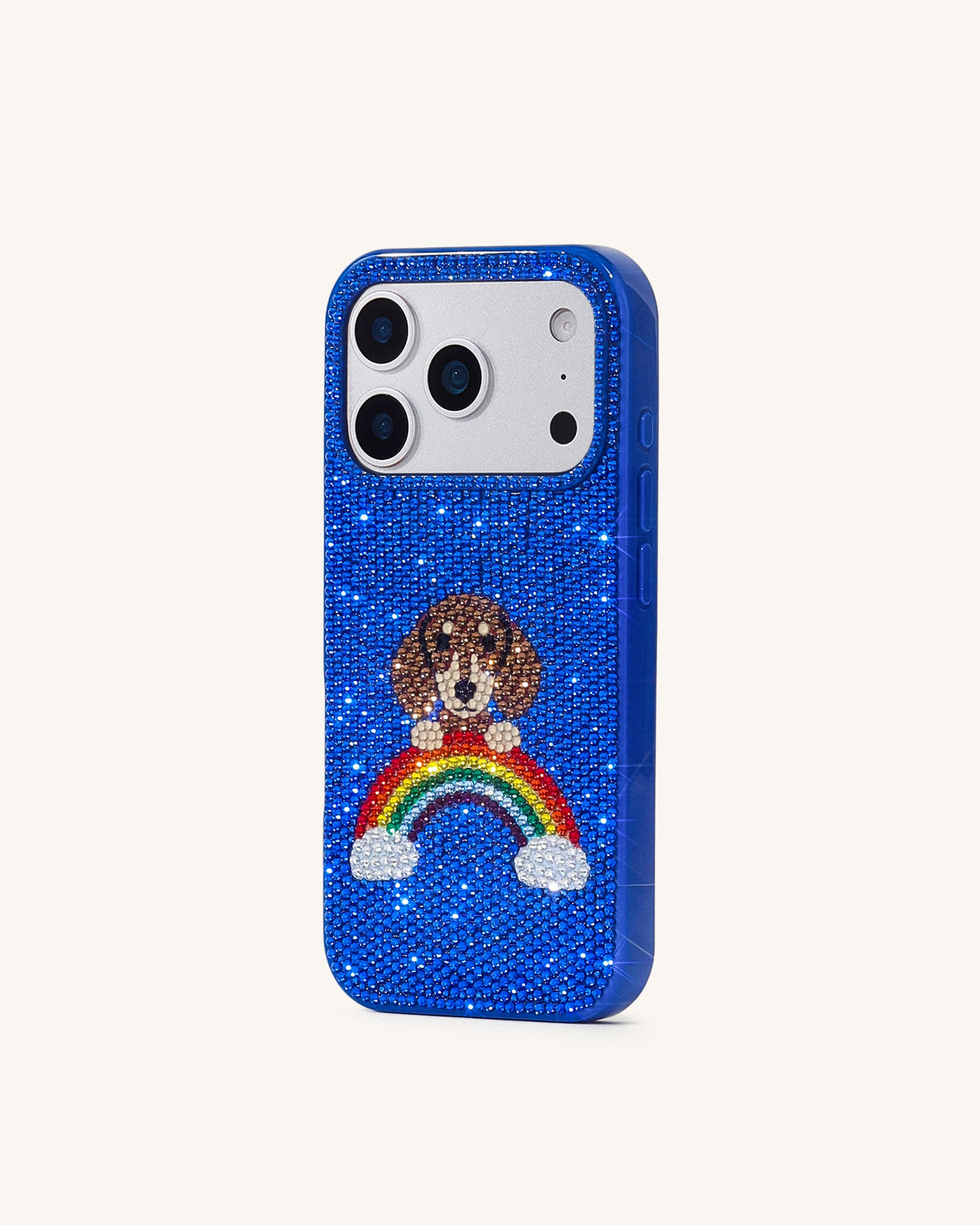 Rainbow Dog Artificial Crystal Phone Case - Blue | JW PEI
