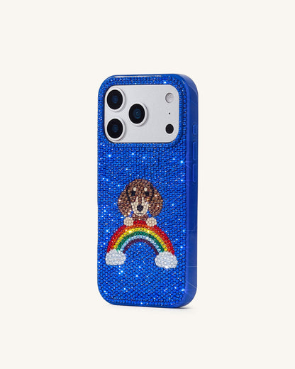 Rainbow Dog Artificial Crystal Phone Case - Blue | JW PEI