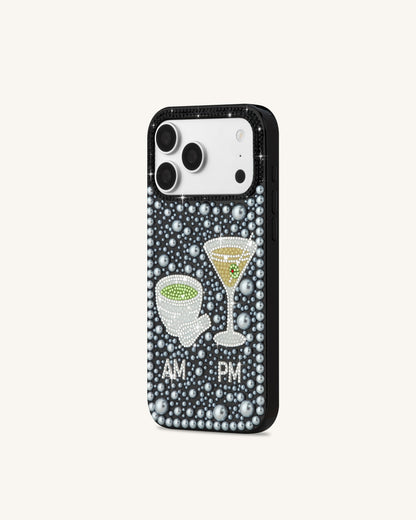 Pearl Martini Embellished Phone Case - Black | JW PEI