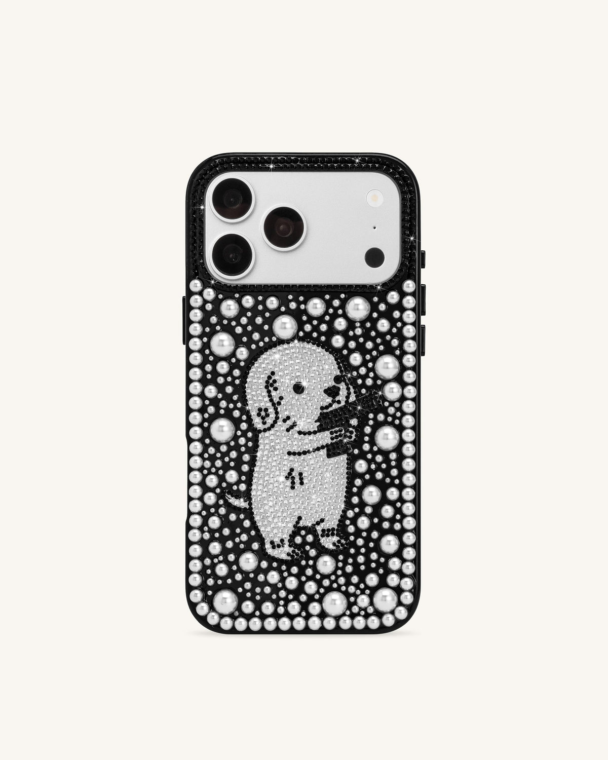 Pearl Artificial Crystal Puppy Phone Case - Black | JW PEI