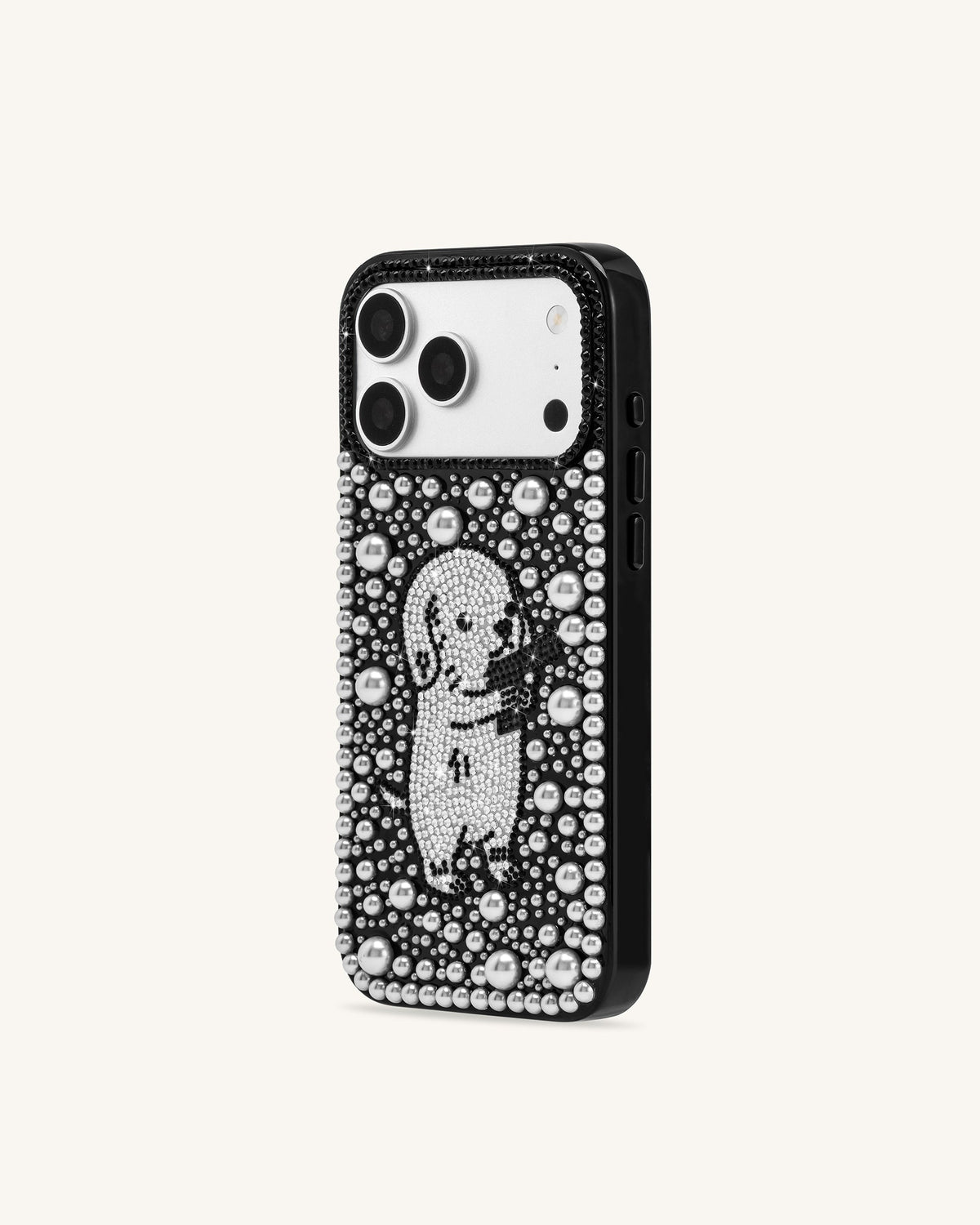 Pearl Artificial Crystal Puppy Phone Case - Black | JW PEI