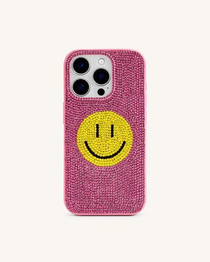 Smile Face Artificial Crystal Phone Case - Pink | JW PEI