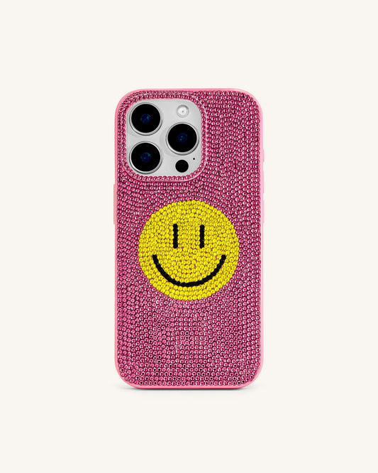 Smile Face Artificial Crystal Phone Case - Pink | JW PEI