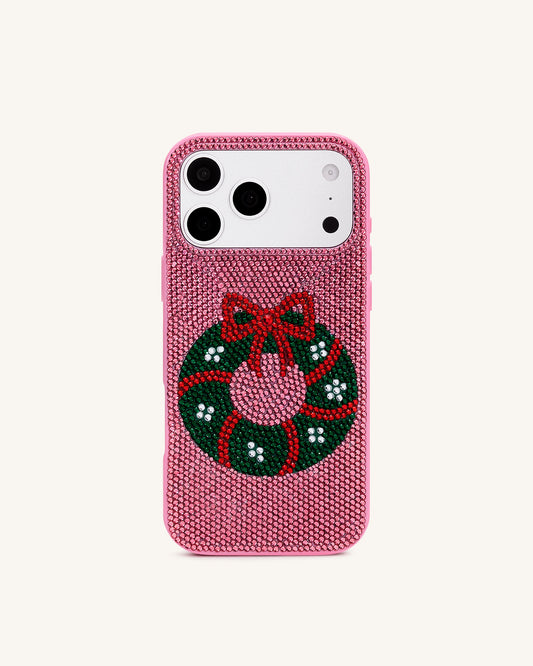 Holiday Wreath Bling Phone Case - Pink | JW PEI