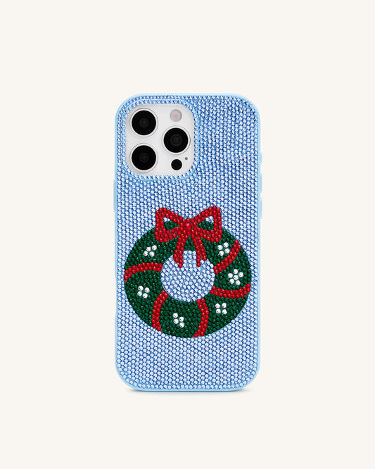 Holiday Wreath Bling Phone Case - Light Blue | JW PEI