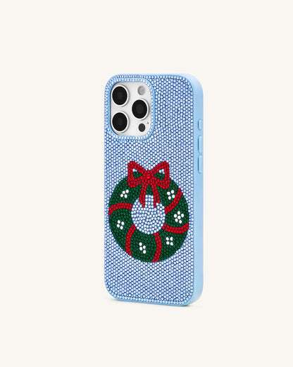 Holiday Wreath Bling Phone Case - Light Blue | JW PEI
