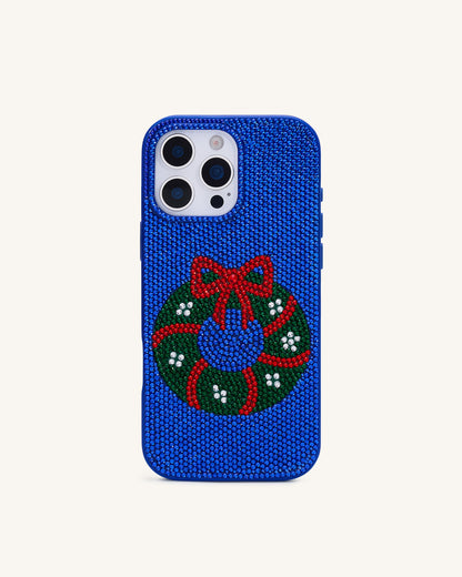 Holiday Wreath Bling Phone Case - Cobalt Blue | JW PEI