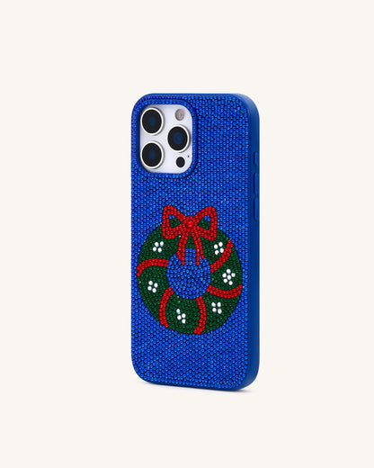Holiday Wreath Bling Phone Case - Cobalt Blue | JW PEI