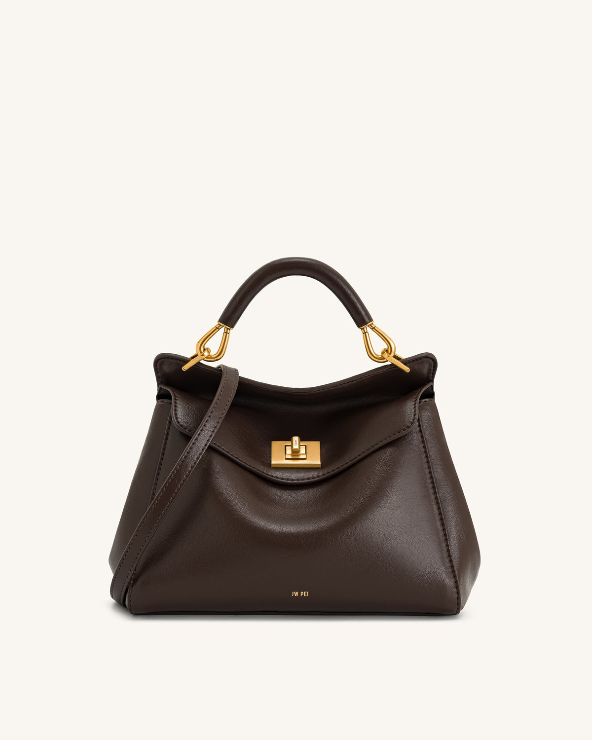 Lucia Classic Top Handbag - Dark Brown | JW PEI