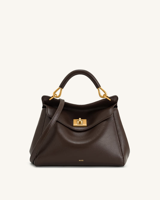 Lucia Classic Top Handbag - Dark Brown | JW PEI