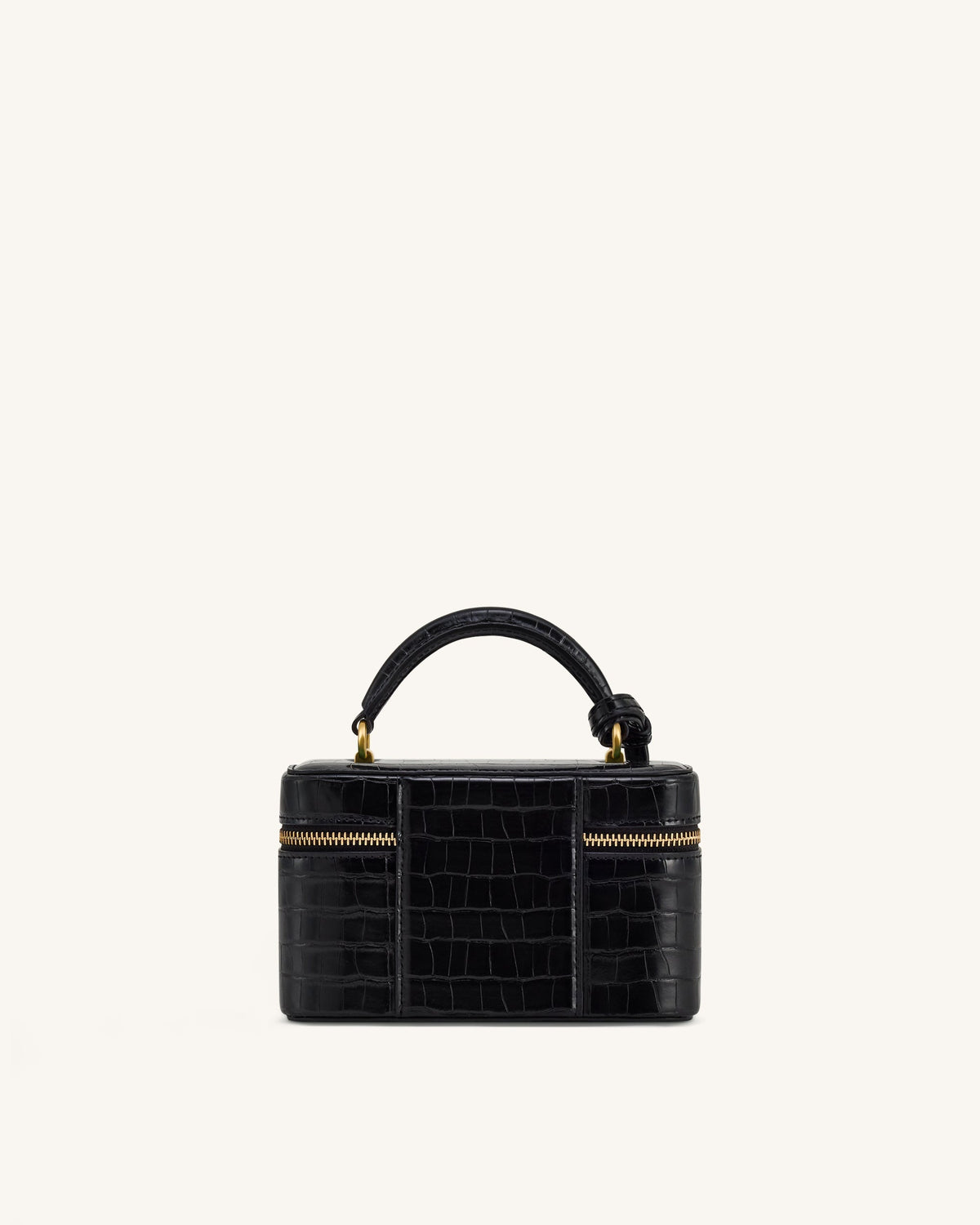 Cleo Box Shape Top Handle Bag - Black Croc | JW PEI