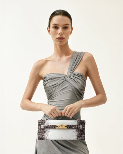 Bria Structured Top Handle Bag - White Croc | JW PEI