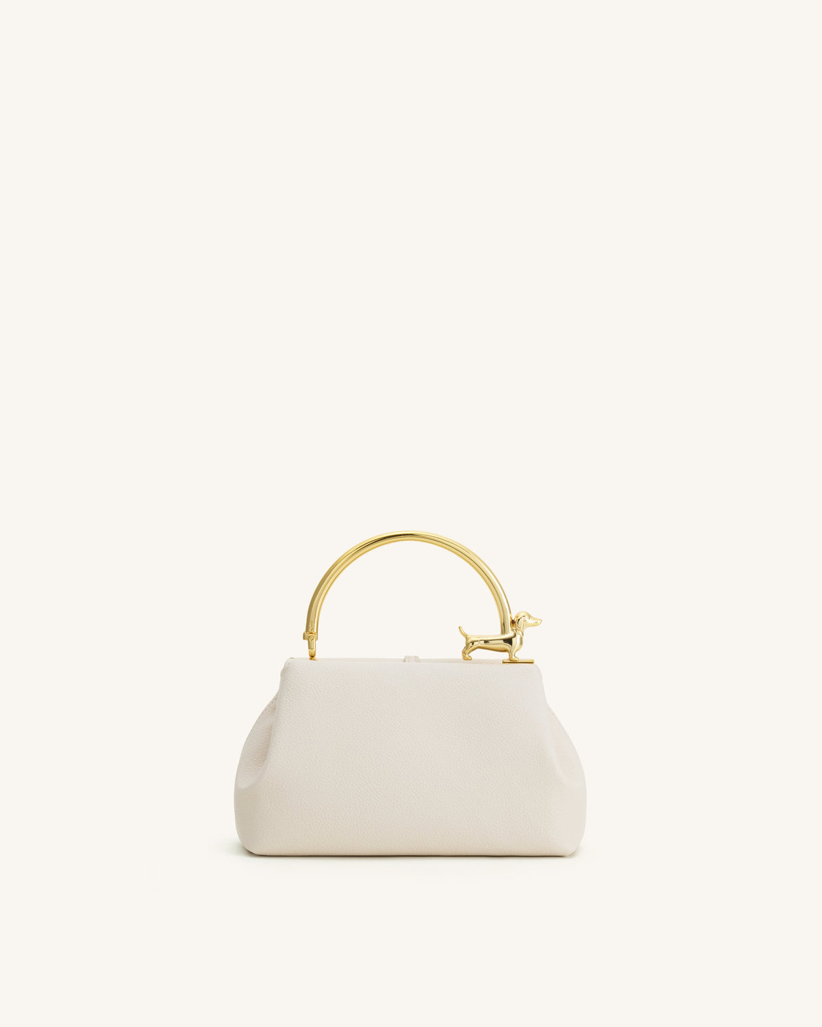 Bruna Dachshund Metal Handle Top Handle Bag - White | JW PEI