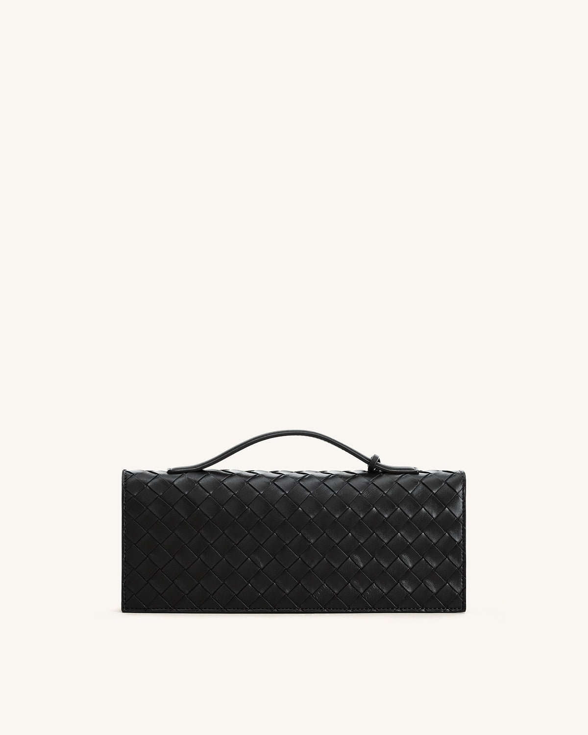 Celeste Woven Textured Envelope Top Handle Bag - Black | JW PEI