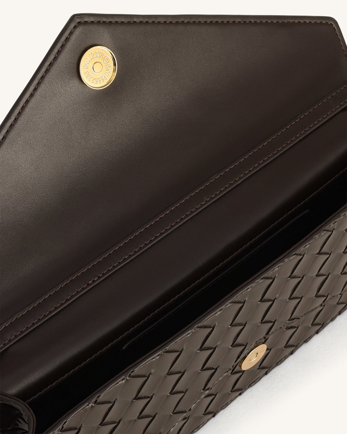 Celeste Woven Textured Envelope Top Handle Bag - Dark Brown | JW PEI