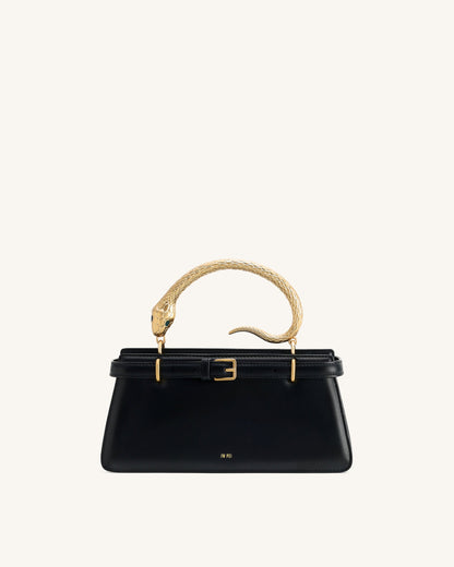 Elena Snake Handle Top Handle Bag - Black | JW PEI