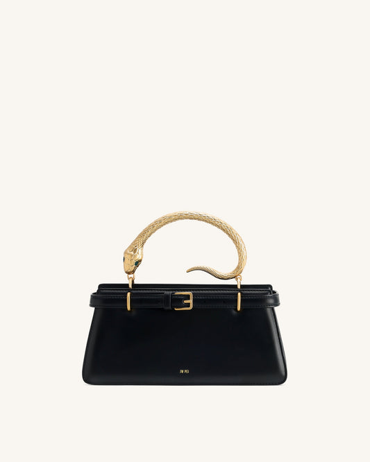 Elena Snake Handle Top Handle Bag - Black | JW PEI