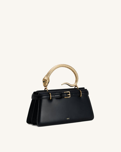 Elena Snake Handle Top Handle Bag - Black | JW PEI