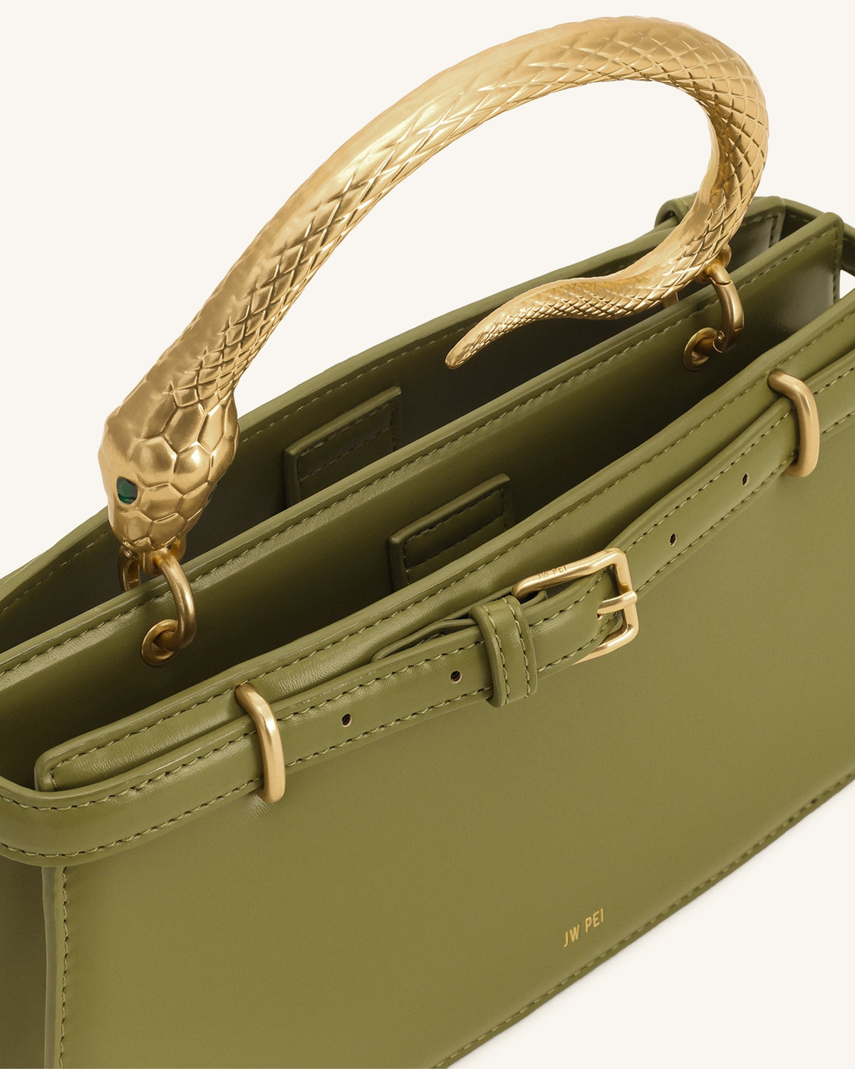 Elena Snake Handle Top Handle Bag - Matcha Green | JW PEI