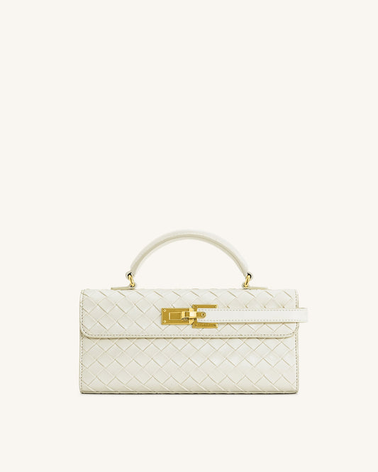Keyla Weave Texture Top Handle Bag - White | JW PEI