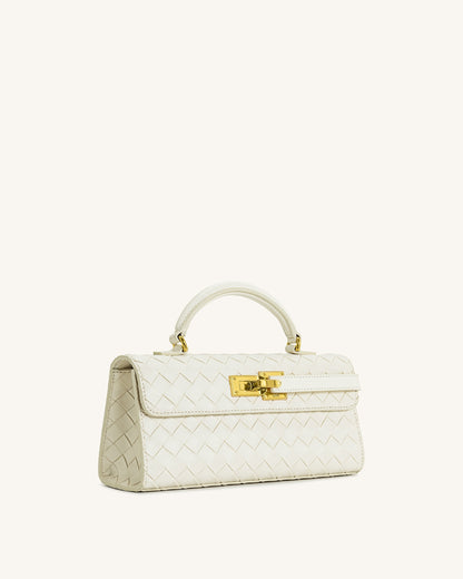 Keyla Weave Texture Top Handle Bag - White | JW PEI