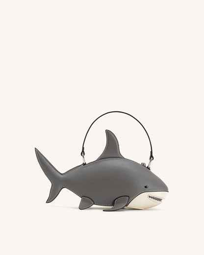 Nerys Shark Look Top Handle Bag - Grey | JW PEI