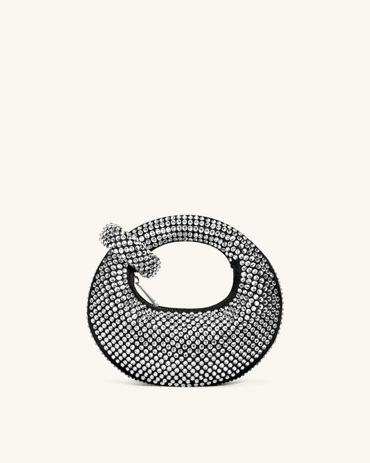 Abacus Artificial Crystal Mini Top Handle Bag - Black | JW PEI