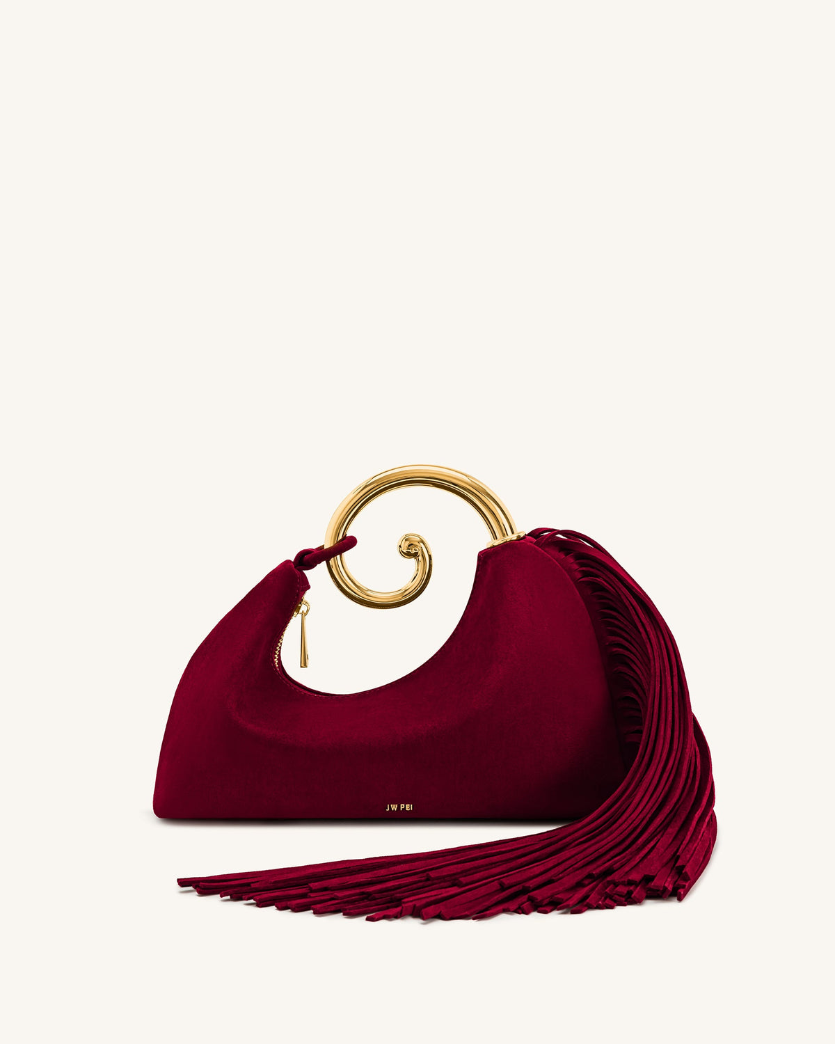 Nell Fringe Hardware Top Handle Bag - Burgundy | JW PEI