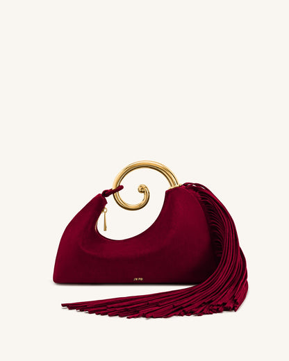 Nell Fringe Hardware Top Handle Bag - Burgundy | JW PEI