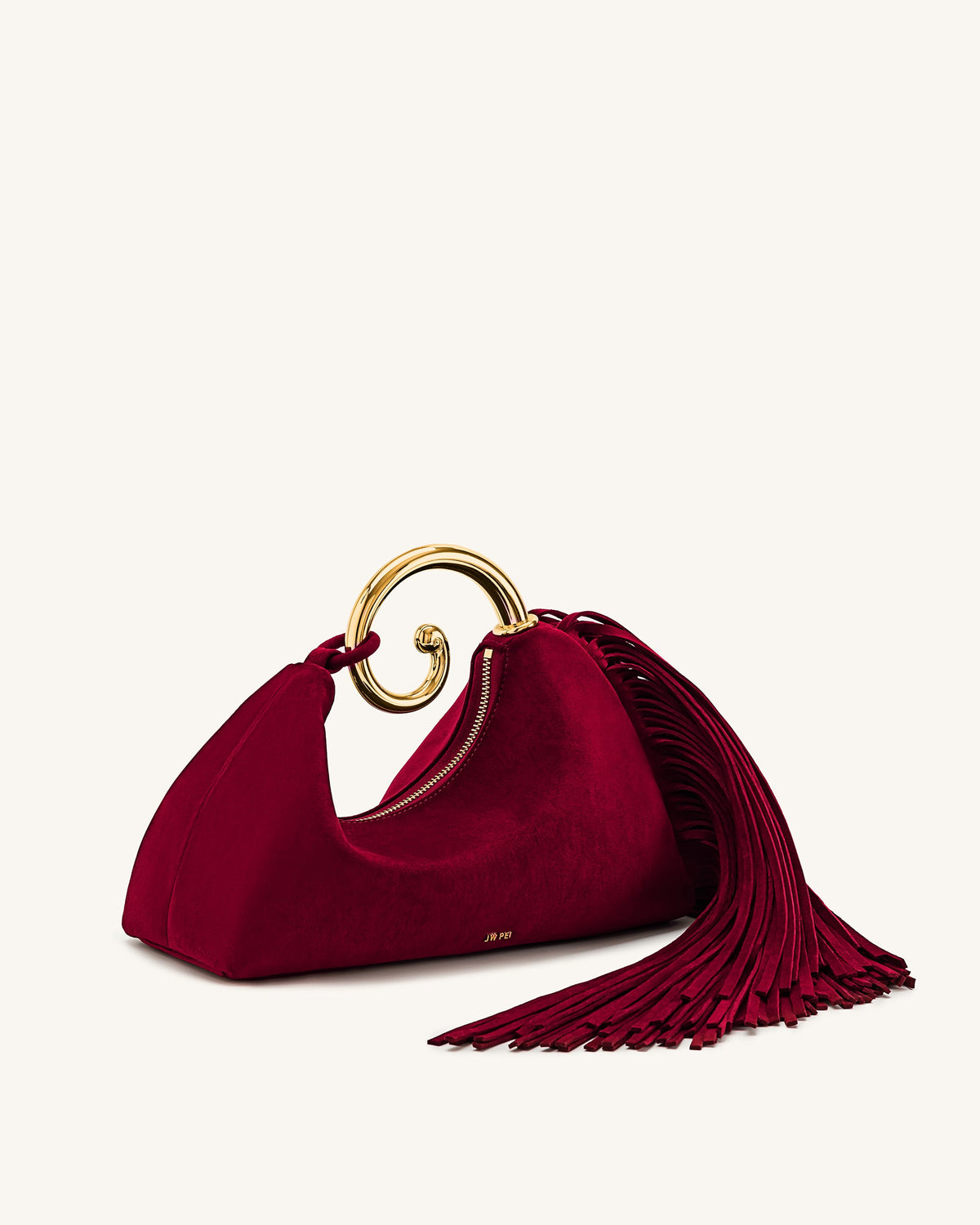 Nell Fringe Hardware Top Handle Bag - Burgundy | JW PEI